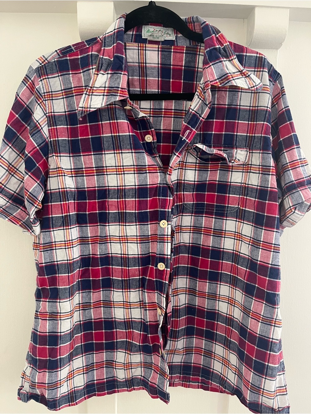 Vintage Short-Sleeve Plaid Button-Down Shirt from Marshall Fields